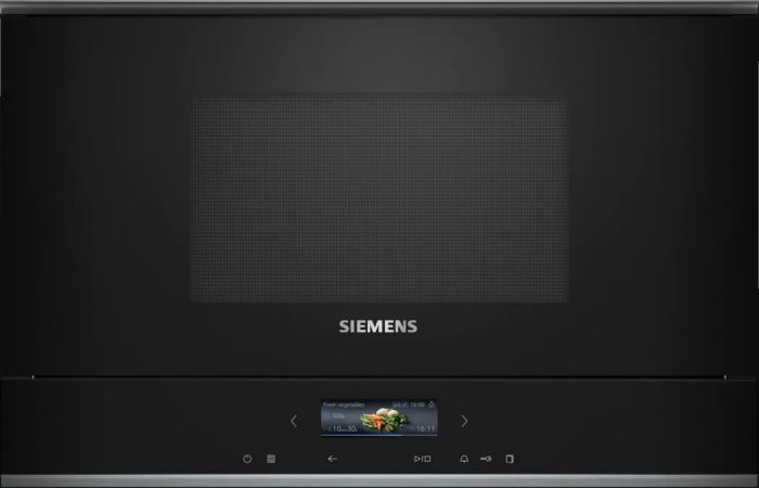 Мікрохвильова піч Siemens вбудована, 21л, електр. керув., 900Вт, гриль, дисплей, чорний