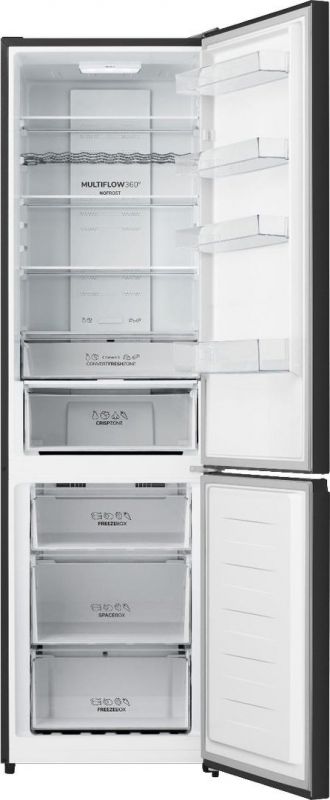 Холодильник з нижн. мороз. камерою Gorenje, 200х60х60см, 2 двері, 238(98)л, А+, NF+, Зона св-ті, Зовн. Дисп, Чорний