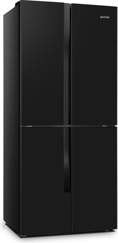 Холодильник SBS Gorenje, 182х64х80см, 4 двері, 265(129)л, А+, NoFrost+, Інвертор , Зона св-ті, Внутр. Диспл, Чорний