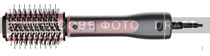 Фен-щітка Ardesto  Brush Pink Touch, 1200Вт, 2 швидкості, 2 темп. режими, LED-дісплей, функція іонізації , 4 насадки, сірий+ рожевий