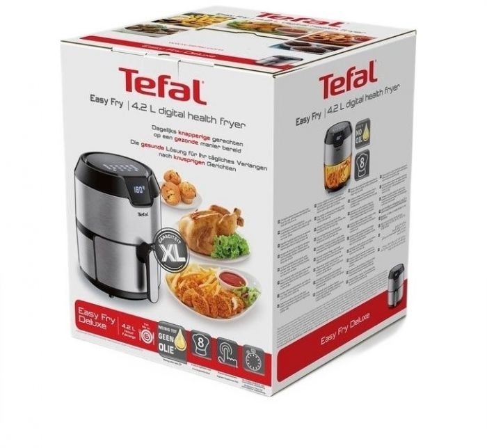 Мультипіч Tefal Easy Fry Deluxe, 1500Вт, чаша-4.2л, сенсорне керув., від 80°C до 200°C нержавіюча сталь, чорний