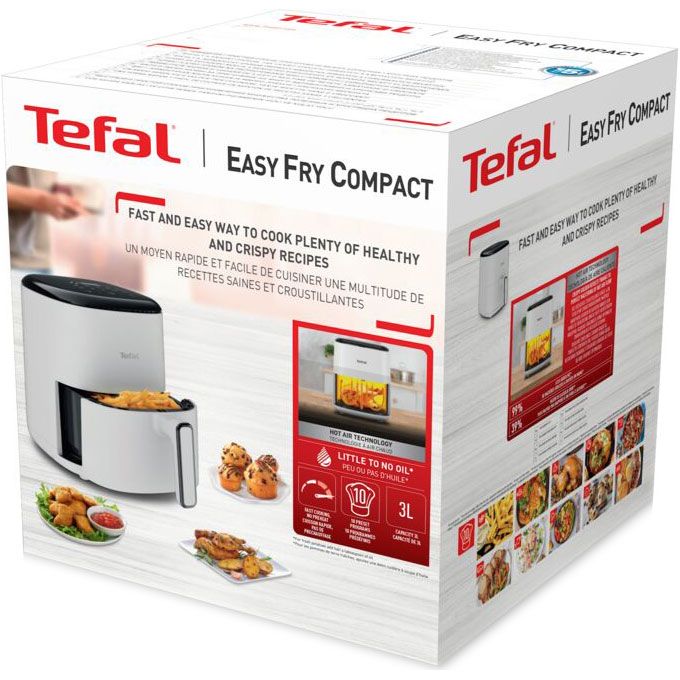Мультипіч Tefal EasyFry Compact, 1300Вт, чаша-3л, сенсорне керув., 10 програм, пластик, білий