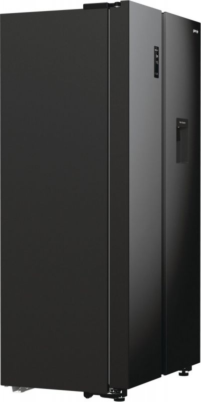 Холодильник SBS Gorenje, 179х67х92см, 2 двері, 353(191)л, А++, NF+, Інв., Зона св-ті, диспенсер, генератор льоду, Зовн. Диспл, чорний