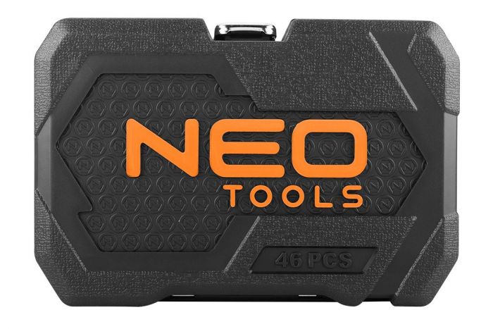 Набір інструментів Neo Tools, Набір торцевих головок, 46шт, 1/4", CrV, кейс