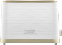 Тостер Sencor 930Вт, підігрів, розморожування, підсвічування, пластик, біло-золотий