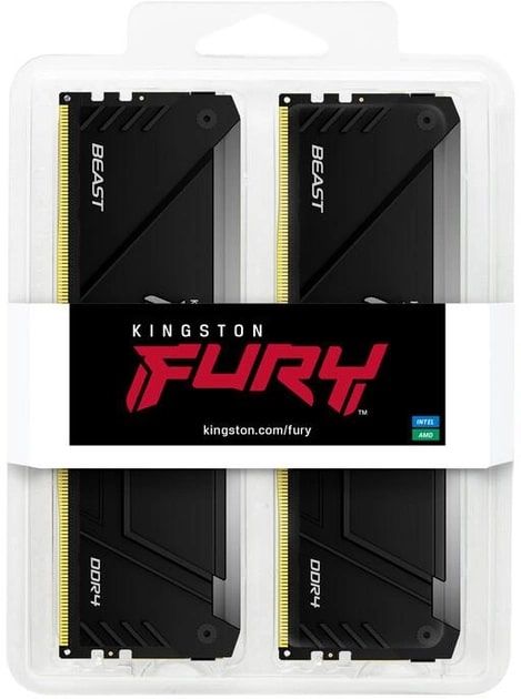 Пам'ять ПК Kingston DDR4 32GB KIT (16GBx2) 2666 FURY Beast RGB