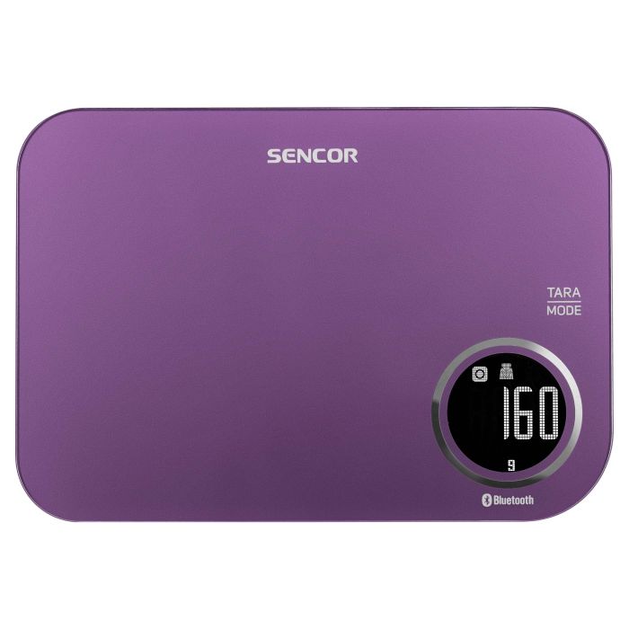 Ваги Sencor кухонні, 5кг, підключення до смартфону, AAAx2, пластик, фіолетовий