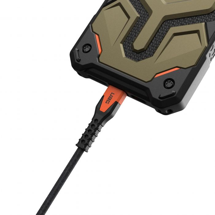 Кабель USB-C > USB-C заряджання/синхронізації UAG, 1.5м, 60Вт, Type-C, Rugged Kevlar, Black/Orange