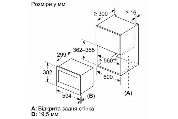 Мікрохвильова піч Bosch вбудовувана, 20л, електр. управл., 900Вт, дисплей, чорний