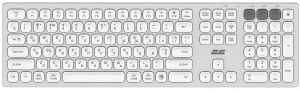 Клавіатура ножнична 2E KS270 105key, WL/BT, EN/UK/RU, сріблясто-білий
