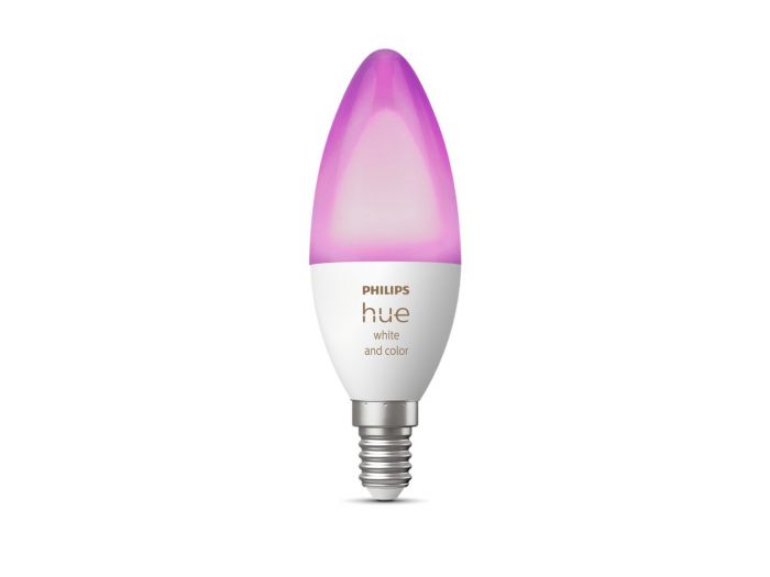 Лампа розумна Philips Hue E14, 5.3W(40Вт), 2000K-6500K, RGB, ZigBee, Bluetooth, димування