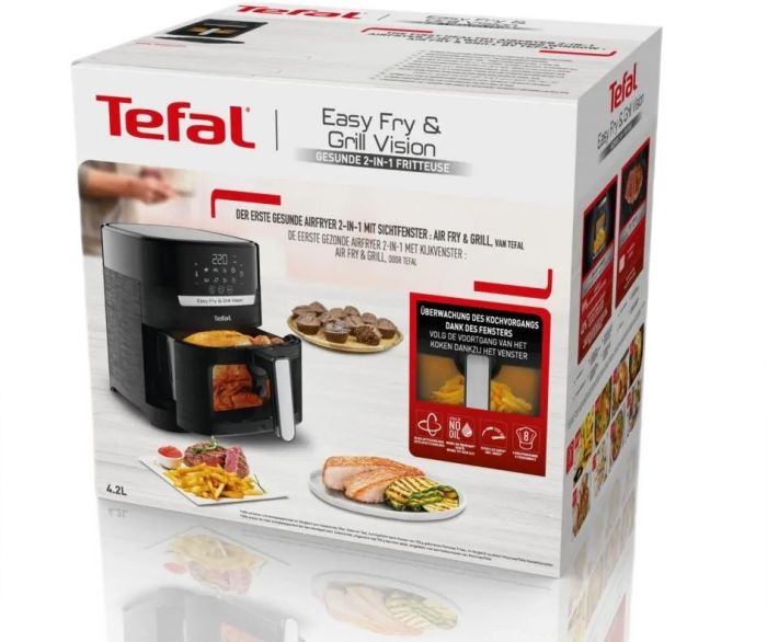 Мультипіч Tefal Easy Fry&Grill Window, 1550Вт, чаша-4.2л, сенсорне керув., 8 програм, пластик, чорний