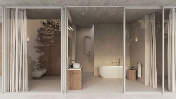 Душова система Deante Silia зі змішувачем для душу, душ - верхній душ, лійка, кріпл. - на стійці, брашоване золото