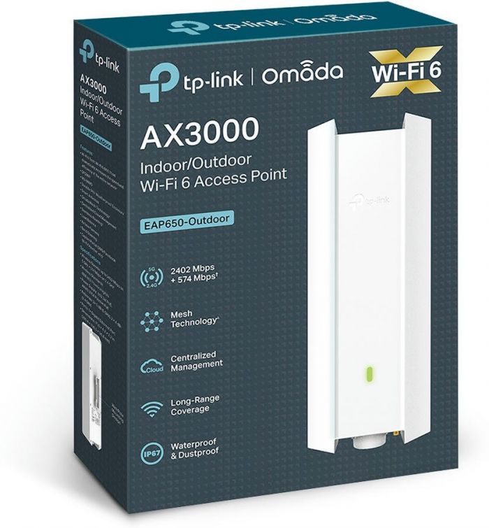 Точка доступу TP-LINK EAP650 OUTDOOR AX3000,  1xGE LAN, PoE,  Passive PoE