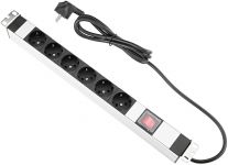 Пристрій розподілу електроживлення MIRSAN 19", 1U, блок 6хShuko, вимикач, вилка Shuko, алюмінієвий корпус, кабель 1.8 м