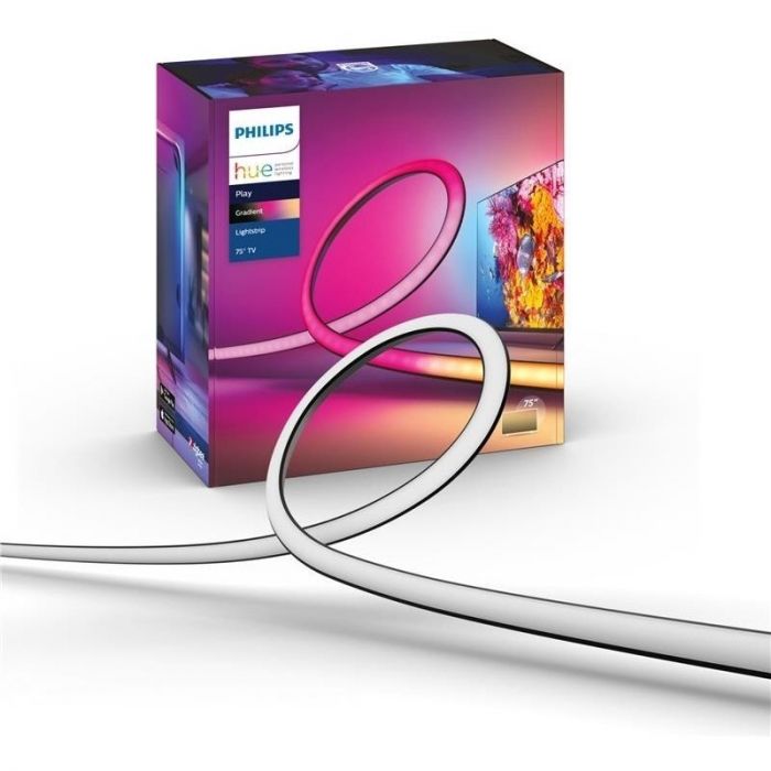 Стрічка світлодіодна розумна Philips Hue Play для ТВ 75", 0.5W(20Вт), 2000K-6500K, RGB, Gradient, ZigBee, димування, блок живлення, 304см