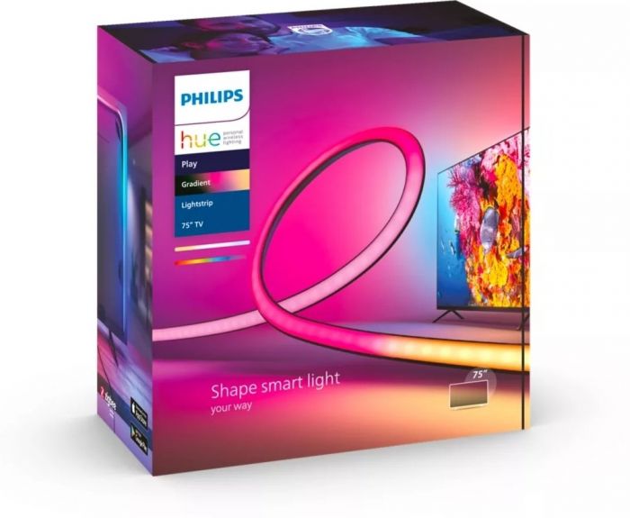 Стрічка світлодіодна розумна Philips Hue Play для ТВ 75", 0.5W(20Вт), 2000K-6500K, RGB, Gradient, ZigBee, димування, блок живлення, 304см