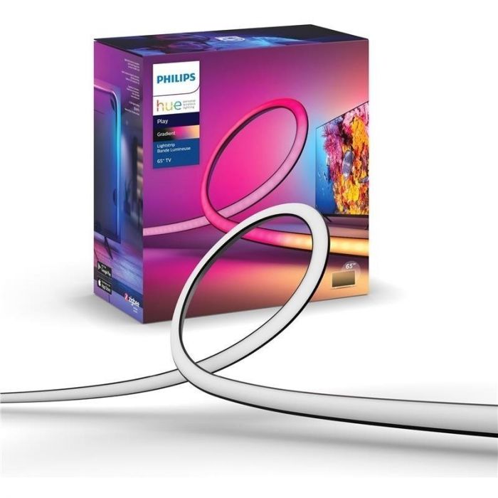 Стрічка світлодіодна розумна Philips Hue Play для ТВ 65", 0.5W(20Вт), 2000K-6500K, RGB, Gradient, ZigBee, димування, блок живлення, 254см