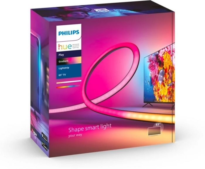 Стрічка світлодіодна розумна Philips Hue Play для ТВ 65", 0.5W(20Вт), 2000K-6500K, RGB, Gradient, ZigBee, димування, блок живлення, 254см
