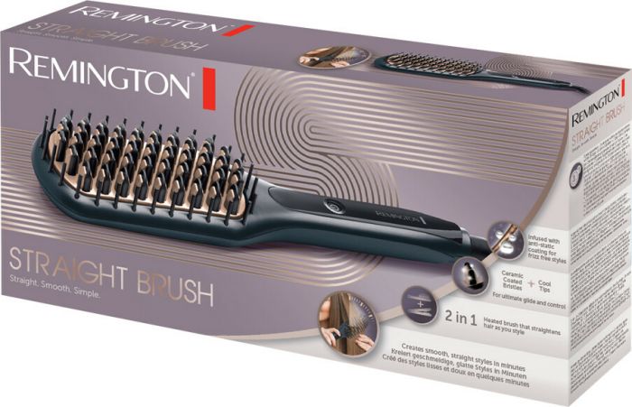 Щітка-випрямляч Remington Straight Brush, 62Вт, темп.режимів-3, 150-230С, іонізація, кераміка, сірий