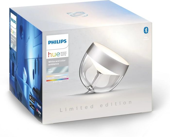 Настільний світильник розумний Philips Hue Iris, 2000K-6500K, RGB, ZigBee, Bluetooth, димування, срібний