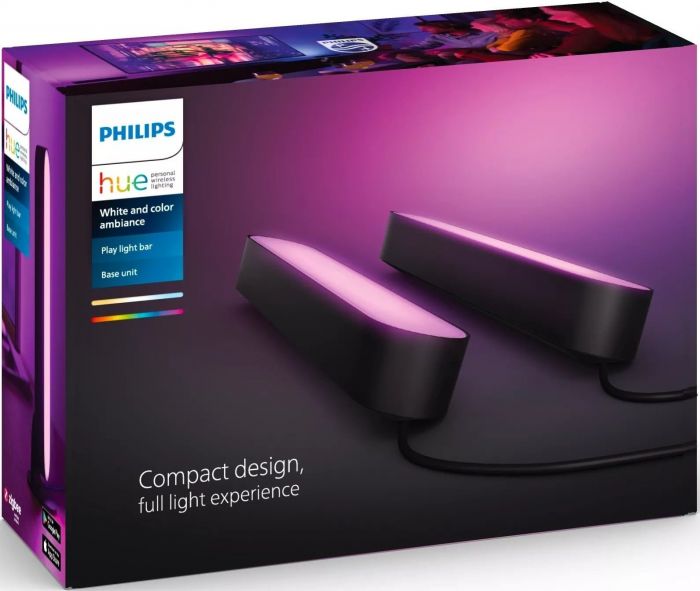Панель освітлення розумна Philips Hue Play, 2000K-6500K, RGB, ZigBee, димування, базовий комплект, блок живлення, 2шт, чорний
