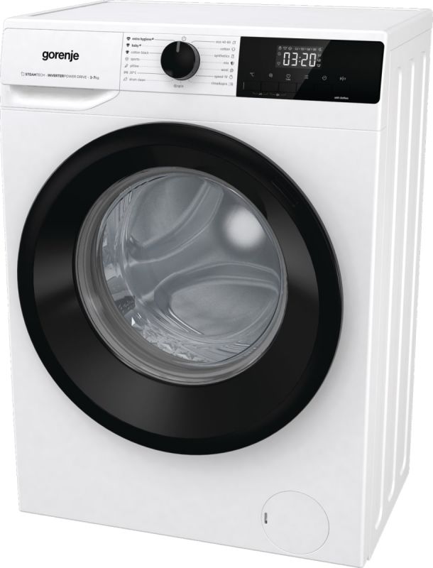 Пральна машина Gorenje фронтальна, 7кг, 1400, A+++, 47см, дисплей, пара, інвертор, білий