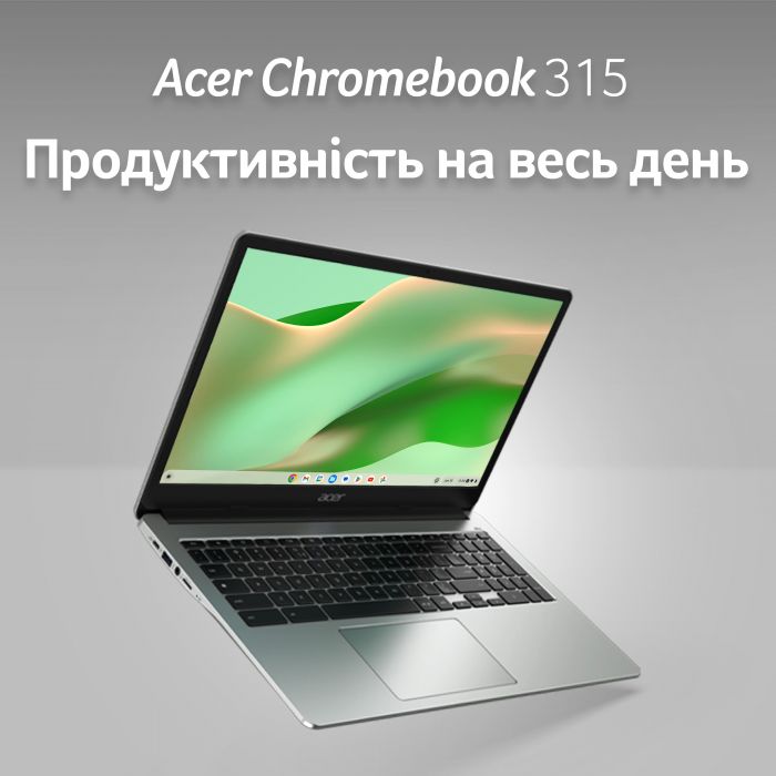 Ноутбук Acer Chromebook CB315-4H 15" FHD IPS, Intel C N4500, 4GB, F128GB, UMA, ChromeOS, сріблястий