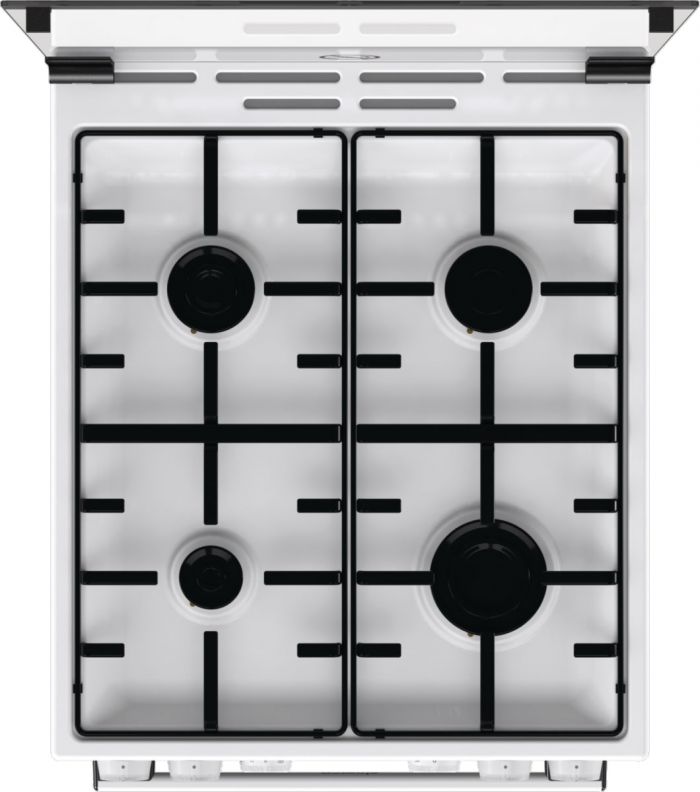 Плита Gorenje комбінована, 62л, 50x60см, газ-контроль, емальовані, білий