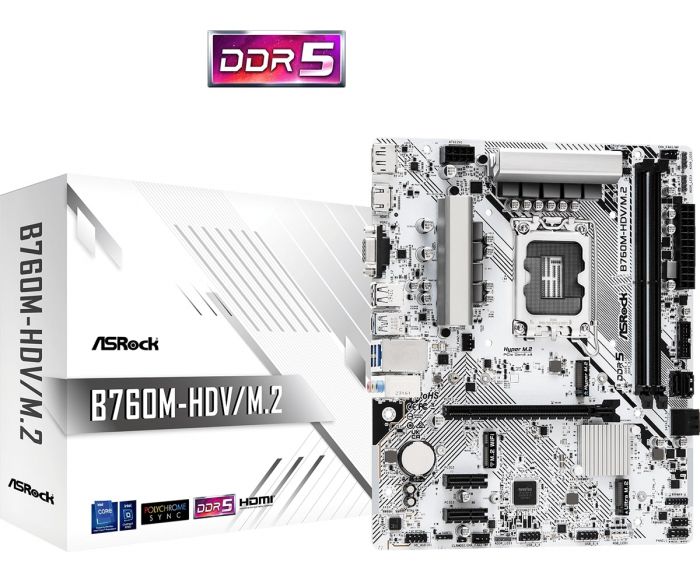 Материнська плата ASRock B760M-HDV/M.2 s1700 B760 2xDDR5 M.2 HDMI DP mATX