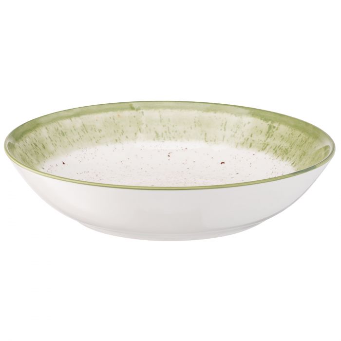 Тарілка супова Ardesto Siena, 20см, порцеляна, біло-зелений