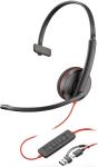 Гарнітура комп'ютерна моно On-ear Poly Blackwire 3210, USB-A, USB-C, всеспрямований, чорний