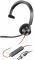 Гарнітура комп'ютерна моно On-ear Poly Blackwire 3310-M, USB-A, USB-C, всеспрямований, Microsoft Teams, чорний