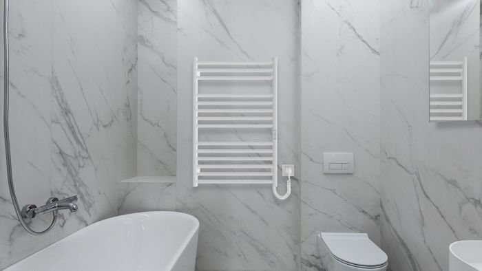 Рушникосушка Hygge Family електрична Greenwich, 770х530х80мм, таймер-регулятор, сталь, білий матовий