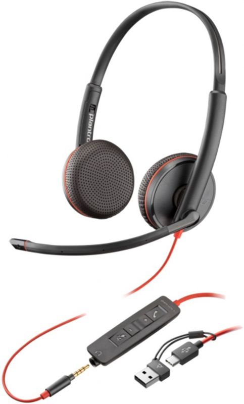 Гарнітура комп'ютерна стерео On-ear Poly Blackwire 3225, USB-A, USB-C, 3.5 мм, всеспрямований, чорний