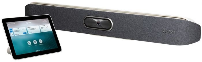 Відеотермінал Poly Studio X50 з контролером TC8, 4K, 5 х Uni-mic, радіус дії 7,62 м, динамік 20 Вт, Poly Video OS, сертифікати Microsoft Teams, Zoom Rooms, сірий