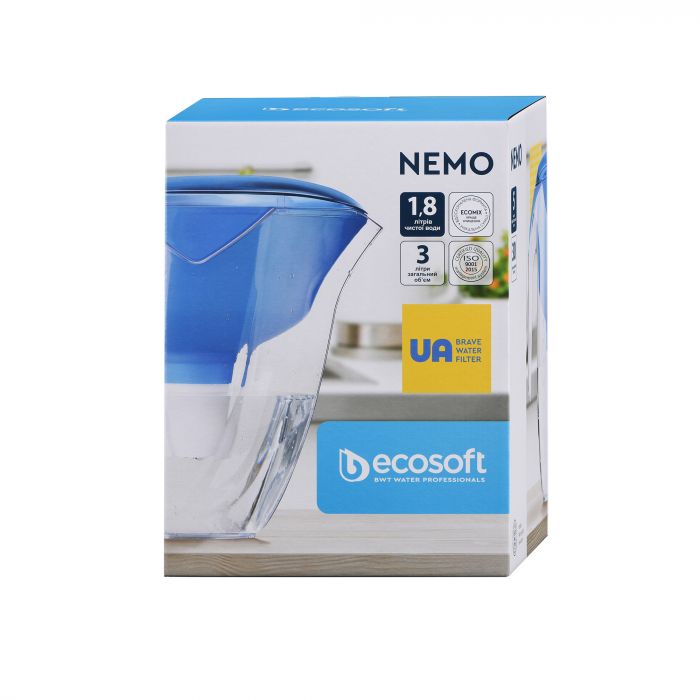 Фільтр-глечик Ecosoft НЕМО 3л (1.8л очищеної води), синій