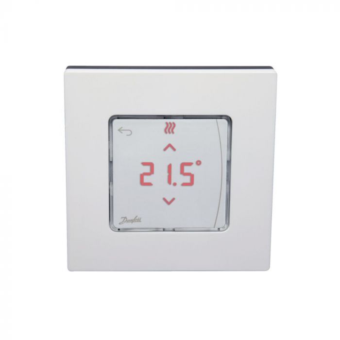 Терморегулятор Danfoss Icon2 RT, Display, +5...35 °C, програмований, дротовий, накладний, 24В, білий