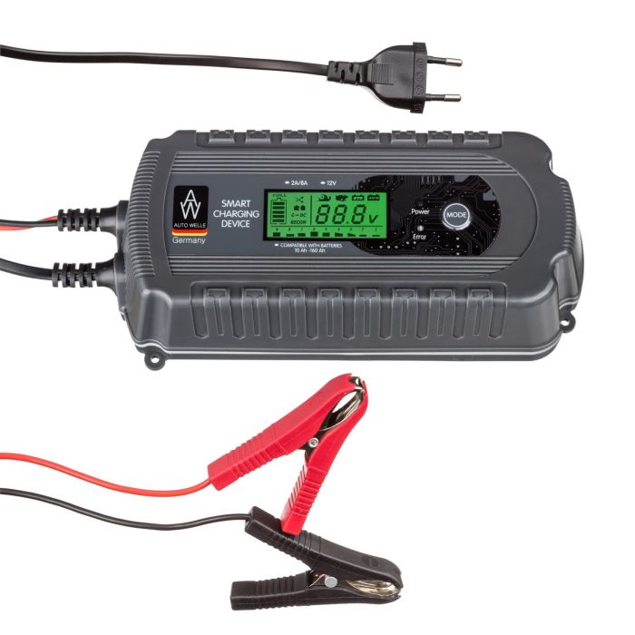 Зарядний пристрій Auto Welle AW05-1208, 230В, 12В, 2A/8A, для STD/AGM/GEL 10-160А-год, режими швидкий та повільний