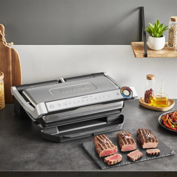 Гриль Tefal прижимний OptiGrill+ XL 2000Вт, темп. режимів-4, з`ємні пластини, алюміній, метал