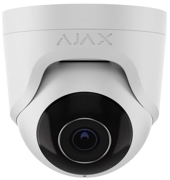 IP-Камера дротова Ajax TurretCam, 8мп, 4мм, Poe, True WDR, IP 65, ІЧ 35м, аудіо, кут огляду 75°до 85°, купольна, біла