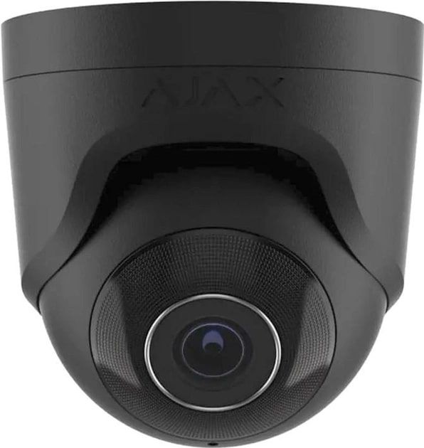 IP-Камера дротова Ajax TurretCam, 8мп, 4мм, Poe, True WDR, IP 65, ІЧ 35м, аудіо, кут огляду 75°до 85°, купольна, чорна