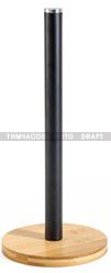 Тримач для паперових рушників Ardesto Midori 15х34см, метал, бамбук, чорний