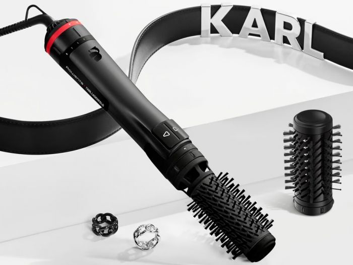 Фен-щітка Rowenta x Karl Lagerfeld Activ Keratin&Shine, 1000Вт, 2 режими, іоніз-я, чорний