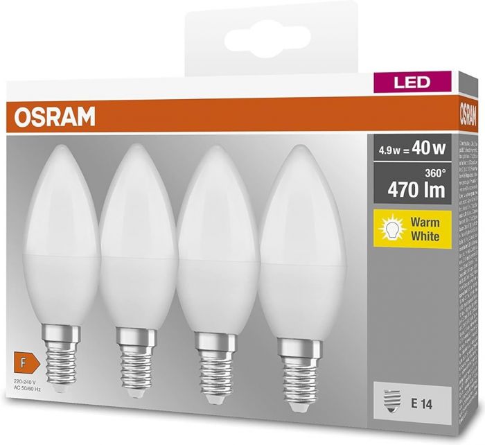 Набір ламп 4шт OSRAM LED E14 4.9Вт 4000К 470Лм B40