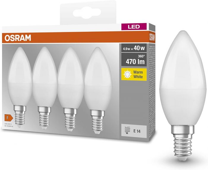 Набір ламп 4шт OSRAM LED E14 4.9Вт 4000К 470Лм B40