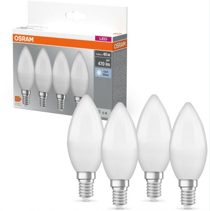 Набір ламп 4шт OSRAM LED E14 4.9Вт 2700К 470Лм B40