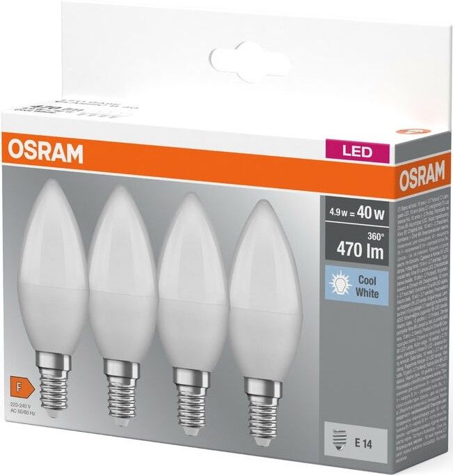 Набір ламп 4шт OSRAM LED E14 4.9Вт 2700К 470Лм B40