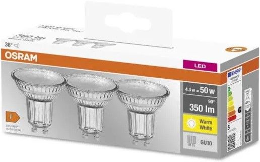 Набір ламп 3шт OSRAM LED GU10 4.3Вт 2700К 350Лм PAR16