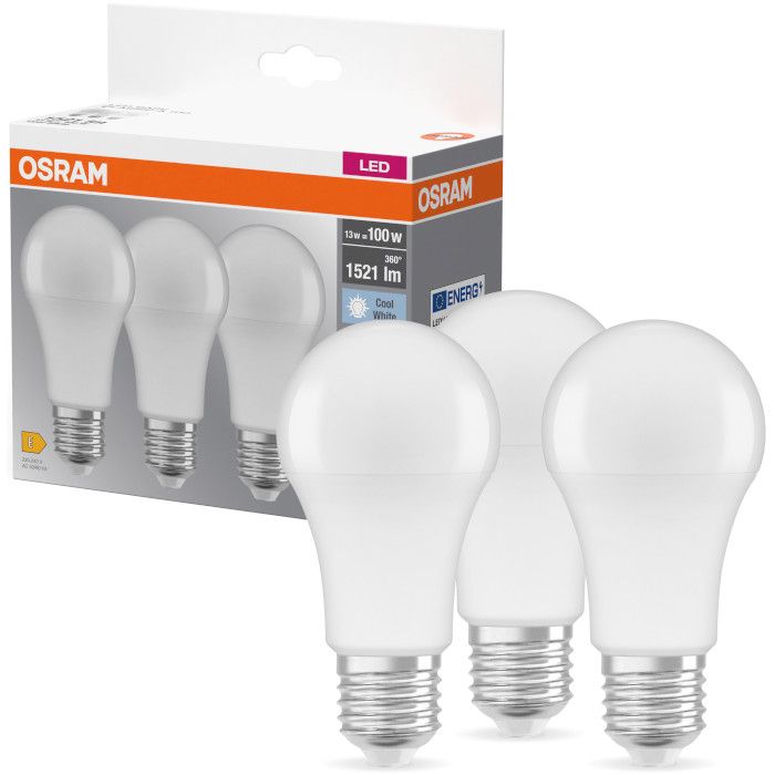Набір ламп 3шт OSRAM LED E27 13Вт 4000К 1520Лм A60